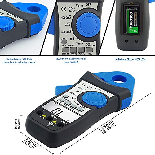 Image of 1mA Sensitive Digital Low Current Clamp Multimeter, AC /DC Current Voltage Resistance Clamp-on Multitester for Milliamps Test on Car Battery, HVAC (AIOMEST AI-870K)