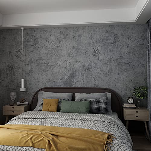 3yecao 48"×354" Extra Wide Thick Large Size Blue Grey Cracked Concrete Wallpaper Peel Stick Dark Blue Gray Concrete Contact Paper Vinyl Textured Cement Sticker for Bedroom Basement Coffee Room Walls