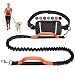 Hands Free Dog Leash Retractable Bungee Heavy Duty Dog Running Waist Leash for Running Walking Jogging Training Hiking with Medium to Large Dogs, Waist Belt Pouch, Reflective Stitches, Dual Handle