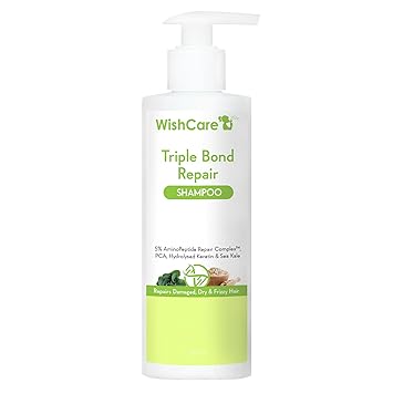 WishCare Triple Bond Repair Shampoo for Dry & Frizzy Hair - 5% AminoPeptide Complex & PCA - Repairs Damaged & Frizzy Hair 250ml - image, photos