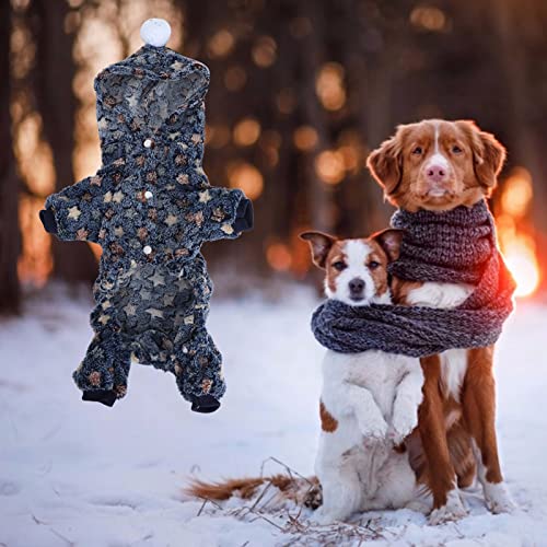 Winter Pet Pajamas for Dogs & Cats | Flannel Jumpsuit with Buckle Design | Warm Dog Clothes/Cat Clothes for Small Animals | Soft & Elastic Fit, Multiple Sizes (Navy Blue Stars) – Image 3