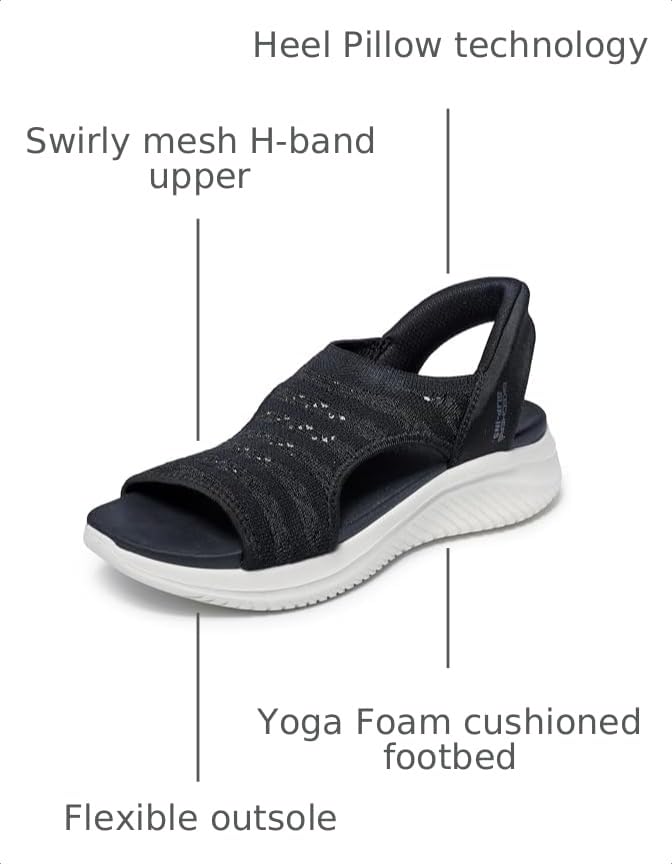 Image of Skechers Women's Ultra Flex 3.0 Sun Warmth Slip-Ins Sandal | Hands Free Slip-Ins, Yoga Foam Cushioned Footbed, Machine Washable, Recycled Materials, Vegan