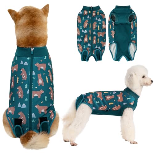 Image of Dog Recovery Suit for Female Male Dogs, Dog Onesie for Spay Neuter,Pet Zip Up Recovery Shirt, Substitute E-Collar & Cone,Anti-Licking Breathable Onesie for Small Medium Large Dogs