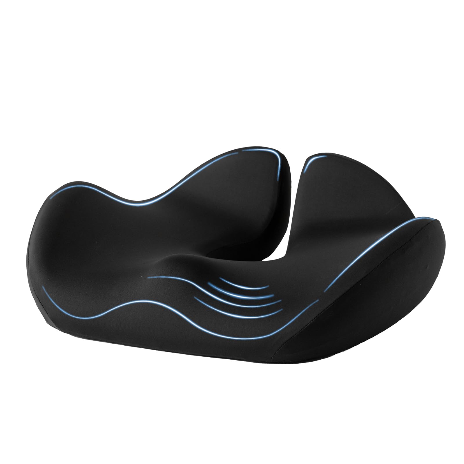 Extra Large Ergonomic Office Chair Cushion,Tailbone and Sciatica/Coccyx Pain Relief, U-Shaped Design, Non-Slip - Memory Foam Seat Cushions for Office Chairs, Desk Chair, Wheelchair. (Black)