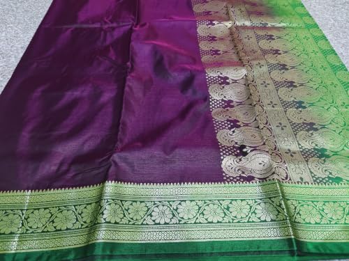 Image of Women's Glory Satin Silk Saree Plain Soft Shiny Elegant Party Traditional Ethnic