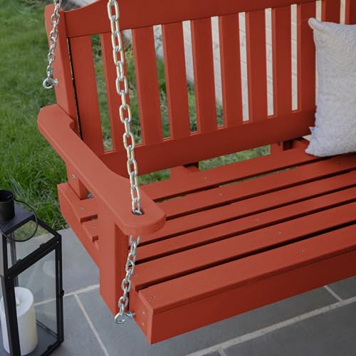 Image of Highwood Lehigh Porch Swing, 4 Feet, Rustic Red