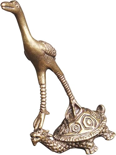 Vista 7 de Mini estatua de grúa de tortuga de latón, decoración de grúa de tortuga antigua, figura de metal chino longevidad pájaro para el hogar, automóvil