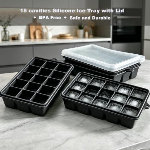 Bandejas de Hielo Silicona con Tapa 15 Cubos 2 Unidades miniatura 2
