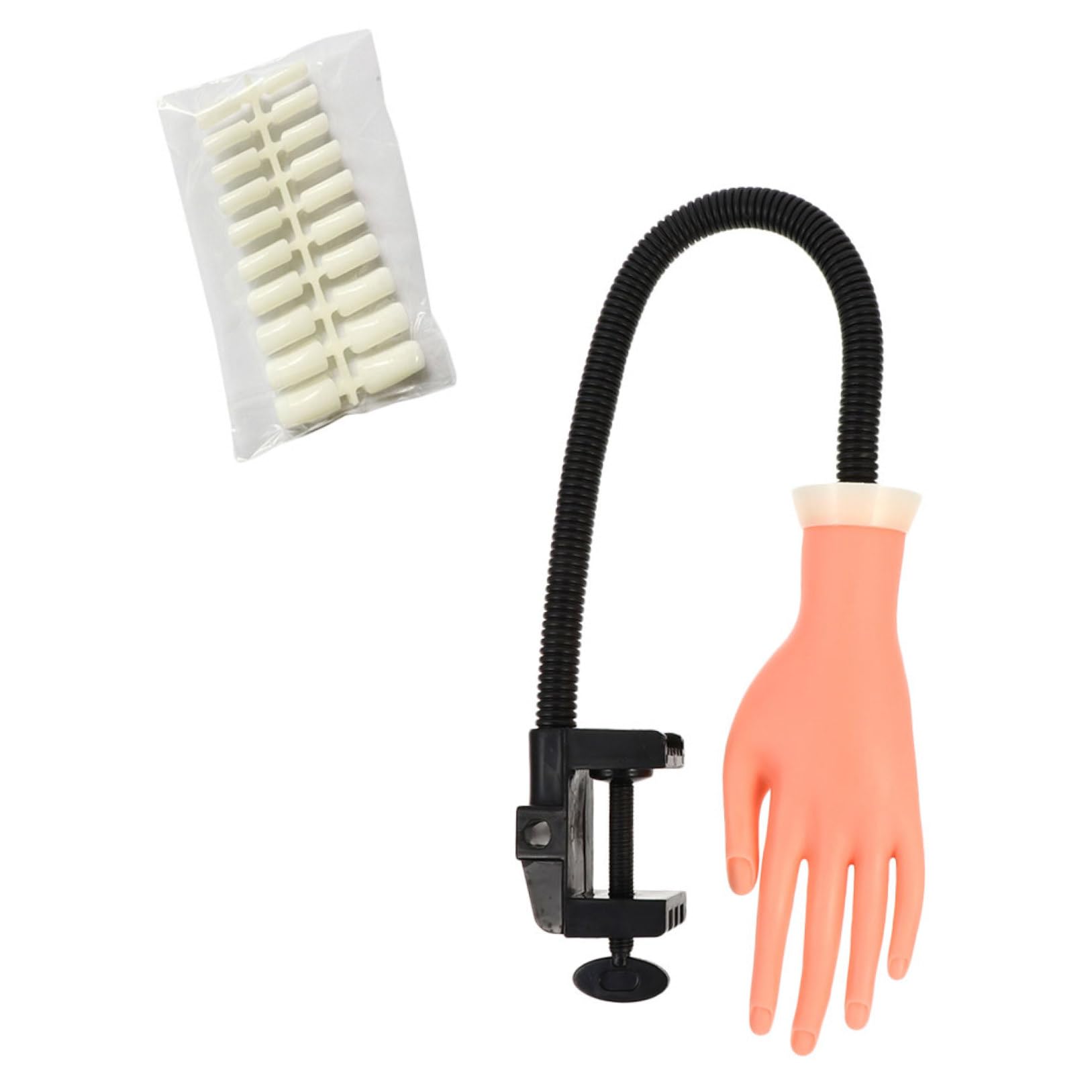 Modelo de Mano de Arte de Uñas de Silicona con Soporte Flexible para Práctica de Manicura, Material Plástico Ligero Adecuado para Principiantes y Entrenamiento Profesional
