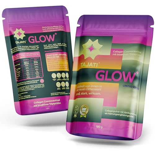 TAJATI® Colágeno Glow Beauty – efecto antienvejecimiento visible después de 6 semanas por 800 péptidos Dalton clínicamente probados de COLLinstant® LMW – complejo de colágeno en dosis altas para