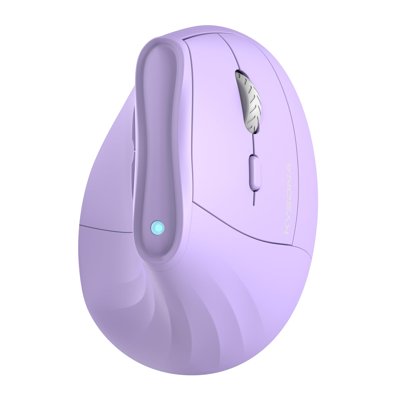 KYSONA - mouse de torre inalámbrico ergonómico de 57°, mouse Ergo silencioso vertical, Bluetooth (BT5.0, BT3.0) y 2.4G, (800/1200/2400/2400/4000), 7 botones para Windows, macOS, iPadOS, portátil, PC, - Púrpura