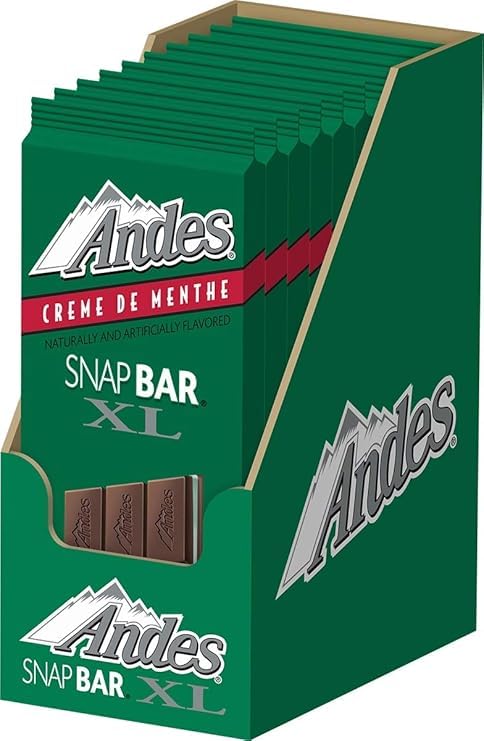 ANDES Mints Crème De Menthe Snap bar Xl Chocolate bar, 12Count