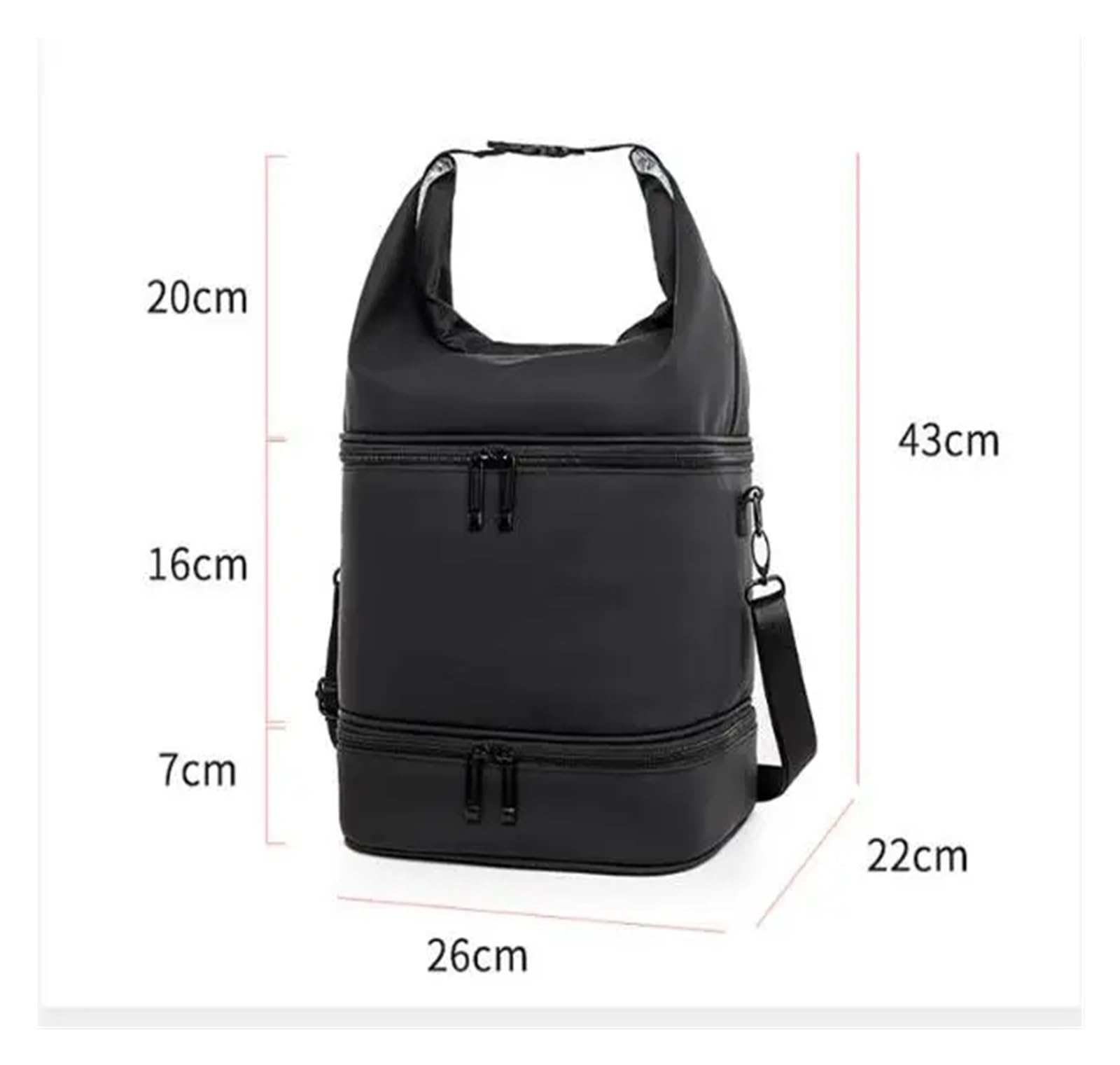 Sac de Rangement Vernis à Ongles, organisateurs et Mallette, Porte-Outils Nail Art Double Couche, Sac Pochettes séparateur pour Ranger Les Accessoires de Nail Art(Black)