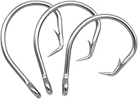 Vista 2 de Gancho de pesca gigante 6/0-28/0 Ganchos circulares forjados en línea Tiburón y pez espada y atún gancho de acero inoxidable Gancho de caza grande