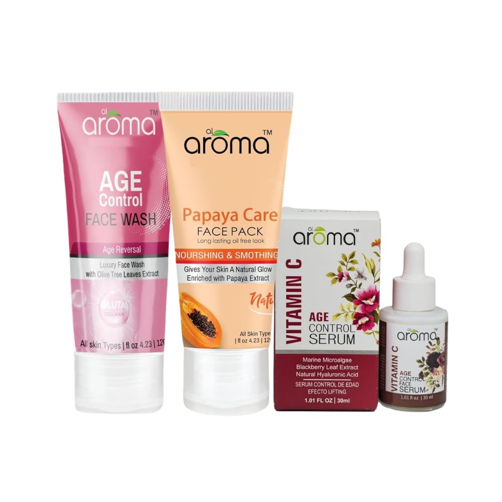 Alaroma Skincare Combo | Age Control Face Wash 120g + Papaya Face Pack 120g + Age Control Vitamin C Serum 30ml | Anti-Ageing, Brightening & Skin Rejuvenation Kit | For All Skin Types-picture-40