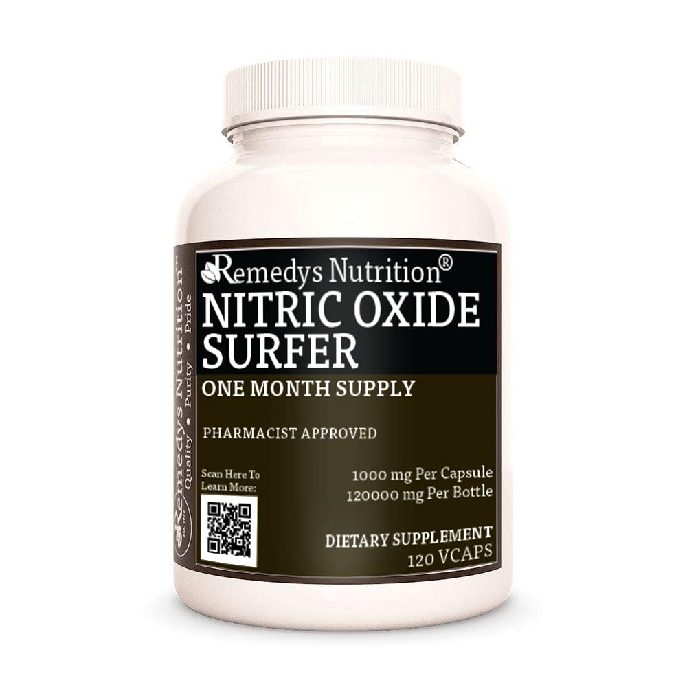 Remedy's Nutrition Óxido Nítrico Surfer | 1000 mg, 120 Cápsulas Veganas | Suplemento Dietético | Suministro para Dos Meses