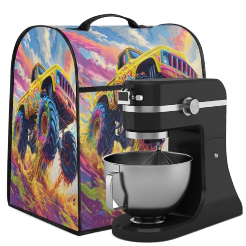 Coffee Maker Cover Colorful Car Monster Truck Kitchen Appliance Covers Small Appliance Covers Blender Cover Juicer Cover Dust Covers for Kitchen Appliances with Top Handle and Pockets,Washable,B159