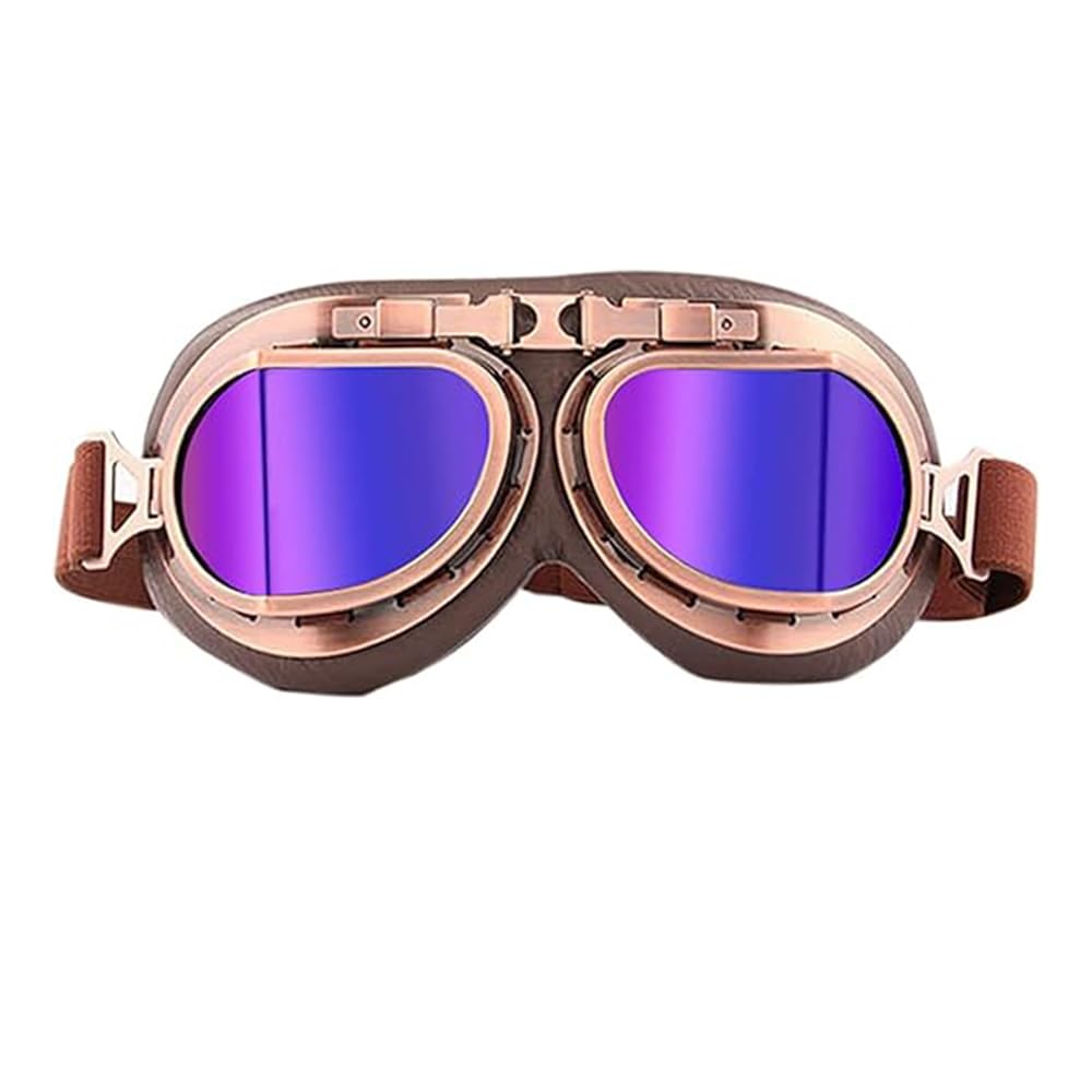 evomosa Vintage Motorcycle Goggles,Windproof Anti Fog & Impact UV Protection Aviator Pilot Motocross Goggles,Fly Racing Riding Sand Dust Goggles for Men,Women, Adult