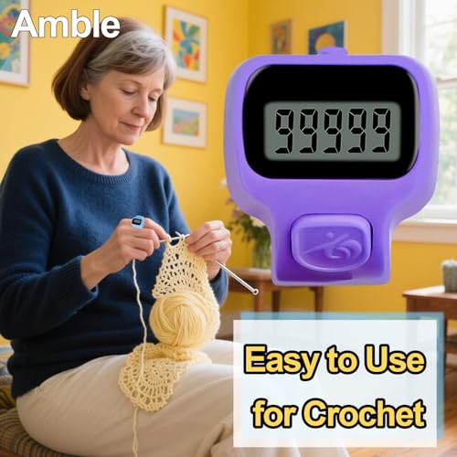 Image of Amble Clicker Counter, Tally Counter, 6 Pack Electronic Finger Clicker for Knitting, Crochet, Stitch, Golf, Fishing, Lap, Goods Counting