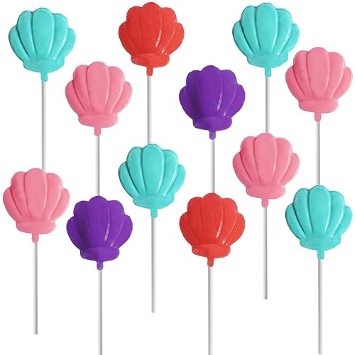 Miniatura 7 de Fruidles Paletas de conchas marinas con temática de sirena, recuerdos de fiesta para tu fiesta de cumpleaños, ventosas envueltas individualmente