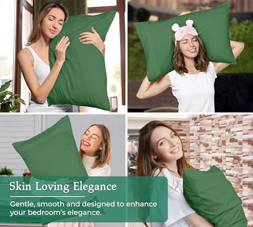 Image of Royale Linens King Pillowcase Set of 2 - Bed Pillow Cover - 20 inch x 40 inch - Pillowcases - 1800 Brushed Microfiber, Wrinkle & Fade Resistant - Soft & Cozy- King Size Pillow Case (Hunter Green)
