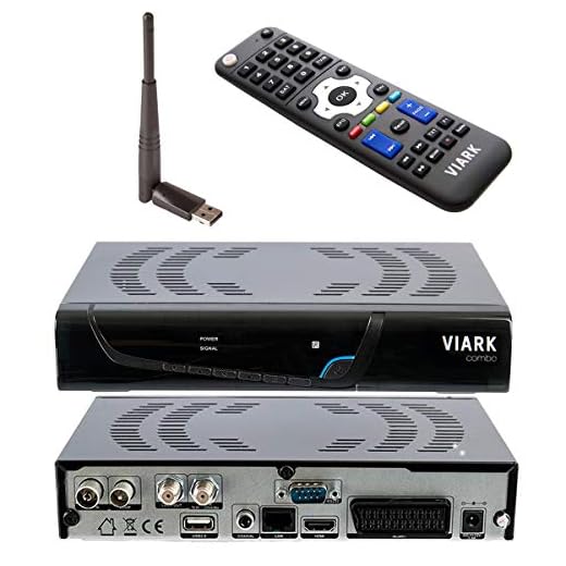 Viark Combo - Receptor Satélite Combo Full HD DVB-S2 Multistream + T2/C H.265/HEVC, con LAN, Antena WiFi USB y Lector de Tarjetas CA