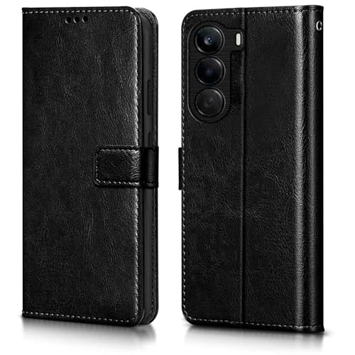 Image of WOW IMAGINE Shock Proof Flip Cover Back Case Cover for 1+ OnePlus Nord CE 6 Lite 5G (Flexible | Leather Finish | Card Pockets Wallet & Stand | Black)