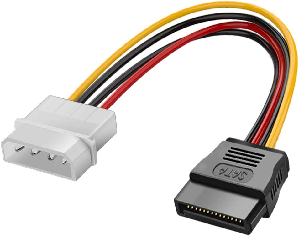 Yeung Qee 5Pack 4 Pin Molex to SATA Power Cable Adapter,SATA 15 Pin Male to Molex LP4 Female Power Cable (5pack, Black) - Image 3