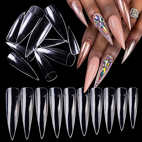 Bellelfin 500pcs acrylic nail tips clear half cover lon…