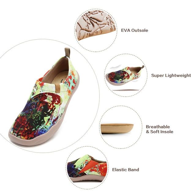 Image of UIN Women's Slip On Shoes Colorful Comfortable Lightweight Art Travel Sneakers Casual Floral Stylish Everyday Loafers