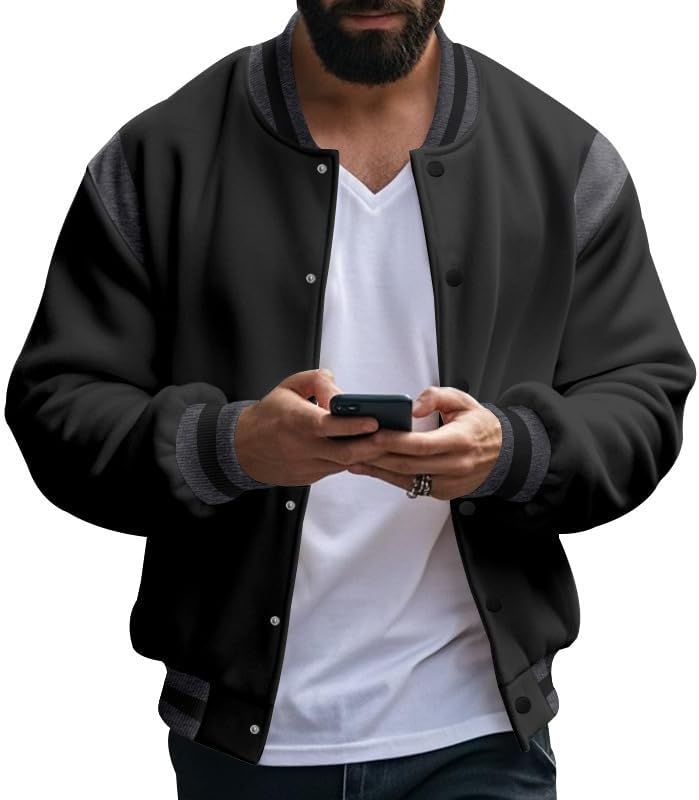 Men's West Coast Jacket - Fall Winter Cardigan Style Button Front Loose Baseball Coat for Vacation Daily Life - Image 2