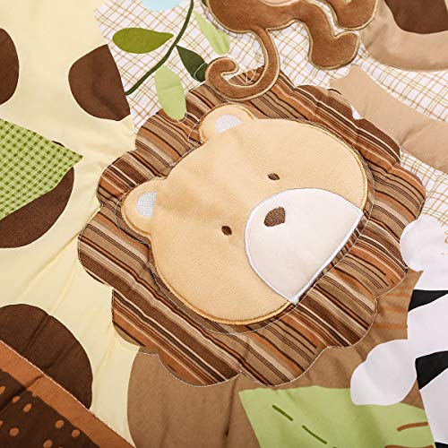 Brandream Jungle Crib Bedding Set For Boys | 3 Piece Lion Elephant Safari Nursery Bedding Set | Crib Comforter, Fitted Crib Sheet, Crib Bed Skirt #TOP2