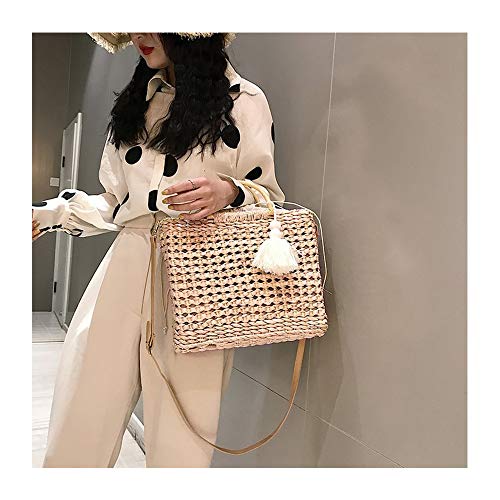 Bolso cruzado de verano para mujer con flecos y asa de madera miniatura 4