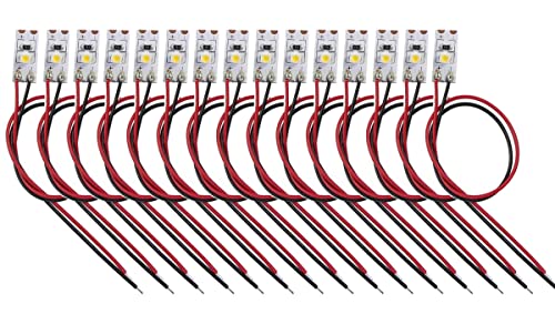 HUAZIZ 15 Pezzi Precablato Bianco Caldo Striscia Led 2835 SMD 1- LED Luce Autoadesiva 12 V ~ 18 V 16 CM per il modello treno layout led per modellismo