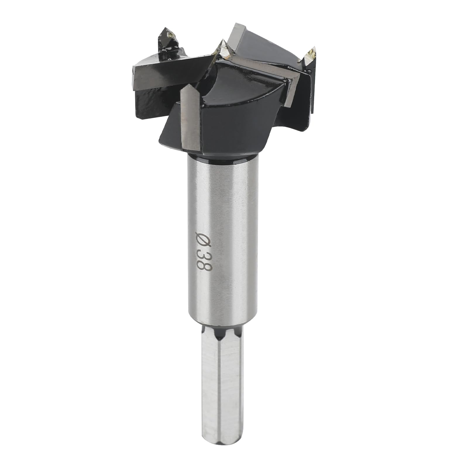SUQIN Forstner Drill Bit 38mm Woodworking Hinge Cutter Hole Saw,Hexagonal HandleCarbide Wood Drill Bit Diameter 38mm, Length 90 mm