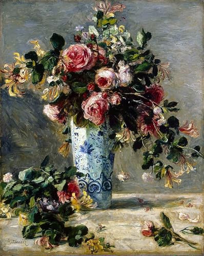 Impression toile Renoir Roses et jasmin pour l'ambiance de votre chambre