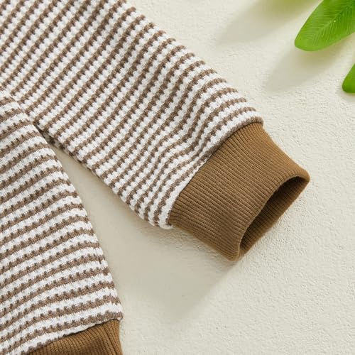 Image of VISGOGO Baby Boy Clothes Toddler Fall Winter Outfit Sweater Toddler Boy Striped Clothes 6 12 18 Months 2 3T 4T Pant Set