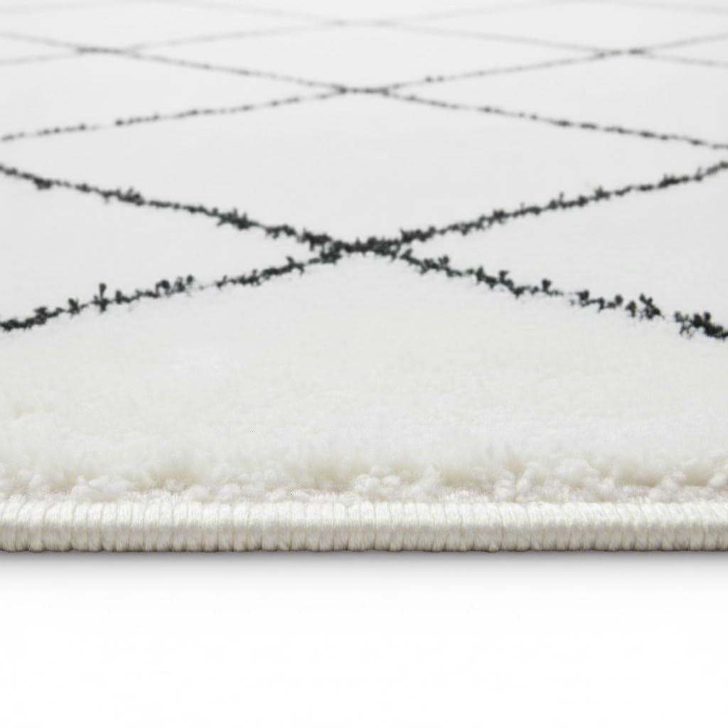 160 x 230 Teppich Wohnzimmer Ivory Creme weiß Berber kurzflor Fransen Boho Skandi Designer Marokkanisch Zertifiziert Made in Germany Design Manufaktur Markenteppich Oeko TEX