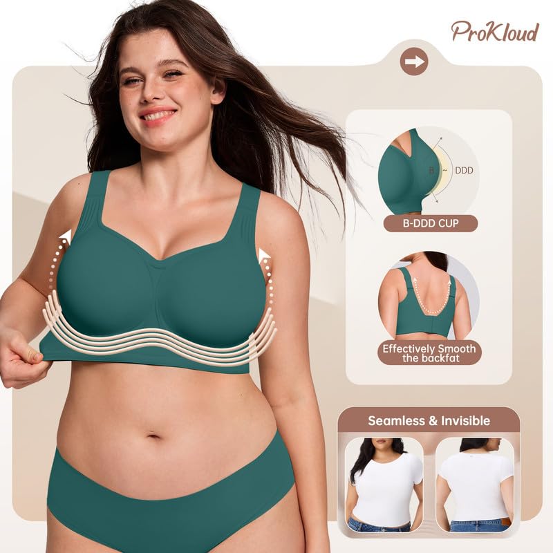 Image of ProKloud Jelly Bras for Women No Underwire Wireless Bra with Support and Lift Full Coverage Plus Size Comfy Seamless Bra