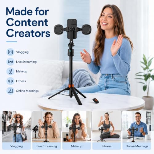 70" Auto Face Tracking Phone Tripod, No App, Light, Selfie Stick & Remote by SYHsdzg - Used condition - Image 7