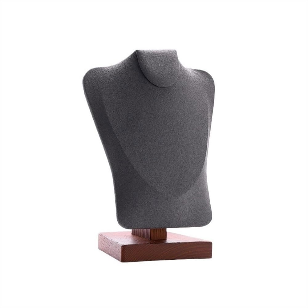 Zeng25liangOu-12 jewellery stand Jewelry Necklace Display Stand Counter Window Display Jewelry Props Wooden Model Neck Display Stand for Display and Storage(Gris)