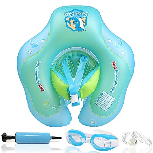 Flotador de Natación para Bebés, Bst4UDirect Recién Nacido Bebé Aprenda a Nadar Entrenador Inflable-Asiento de Flotador Ajustable Natación Bebés(Incluye Gafas Protectoras, Bomba de Aire) S: 3-12 Meses
