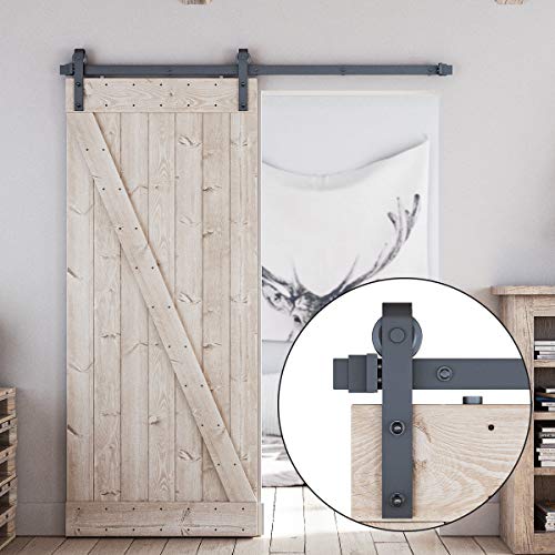 LD BUILD 6 Foot Sliding Barn Door Hardware Kit, Upgraded Nylon Hanger, Easy