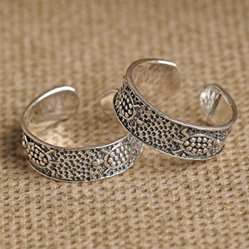 Image of Clara 925 Sterling Silver Size Adjustable Toe Rings Pair Gift for Women