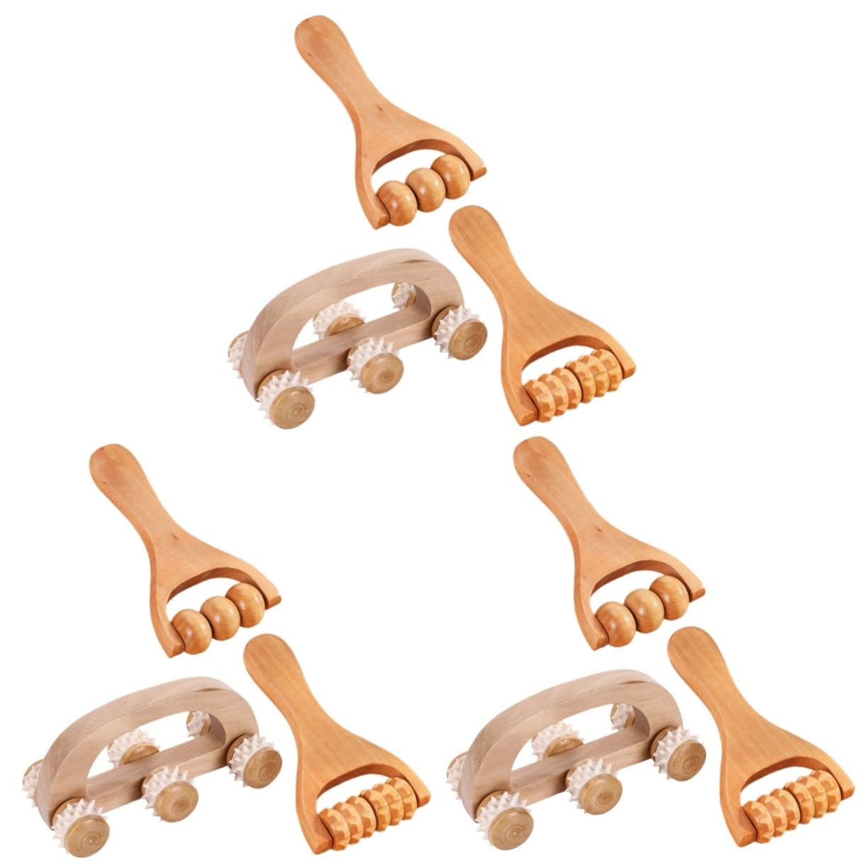 3 Set Set Massaggiatore Adulti Massaggiante Corpo Muscolo A Mano Massaggiatore A Mano Rulli Portatile Massaggio A Manuale Kit Di Legno 3 Pezzi * 3