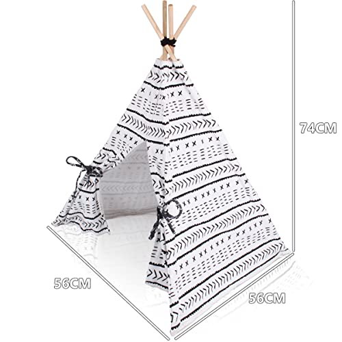Tipi Zelt für Katzen und kleine Hunde Kuschelhöhle Haustierzelt Weiß