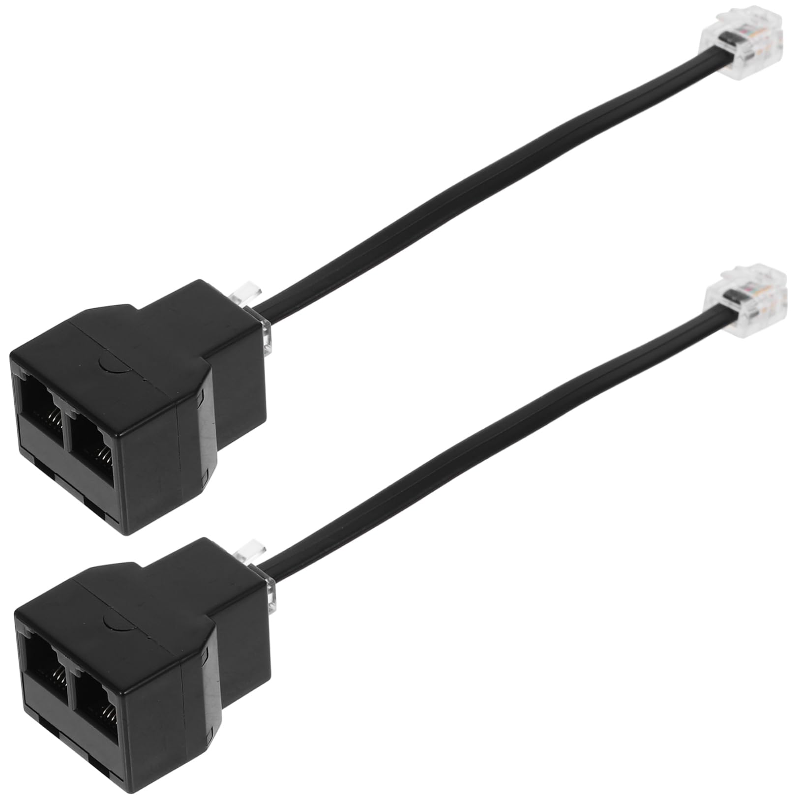 Mikikit 2Pcs Telephone Splitter Adapter PC Phone Cable Connector for Landline Stylish Design for Reliable Communication Versatile Compatibility with Various Devices
