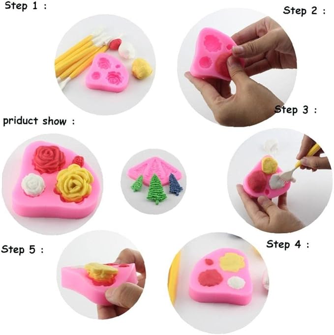 Molde silicona para fondant decorativo rosa 7.9x5.5 cm miniatura 3