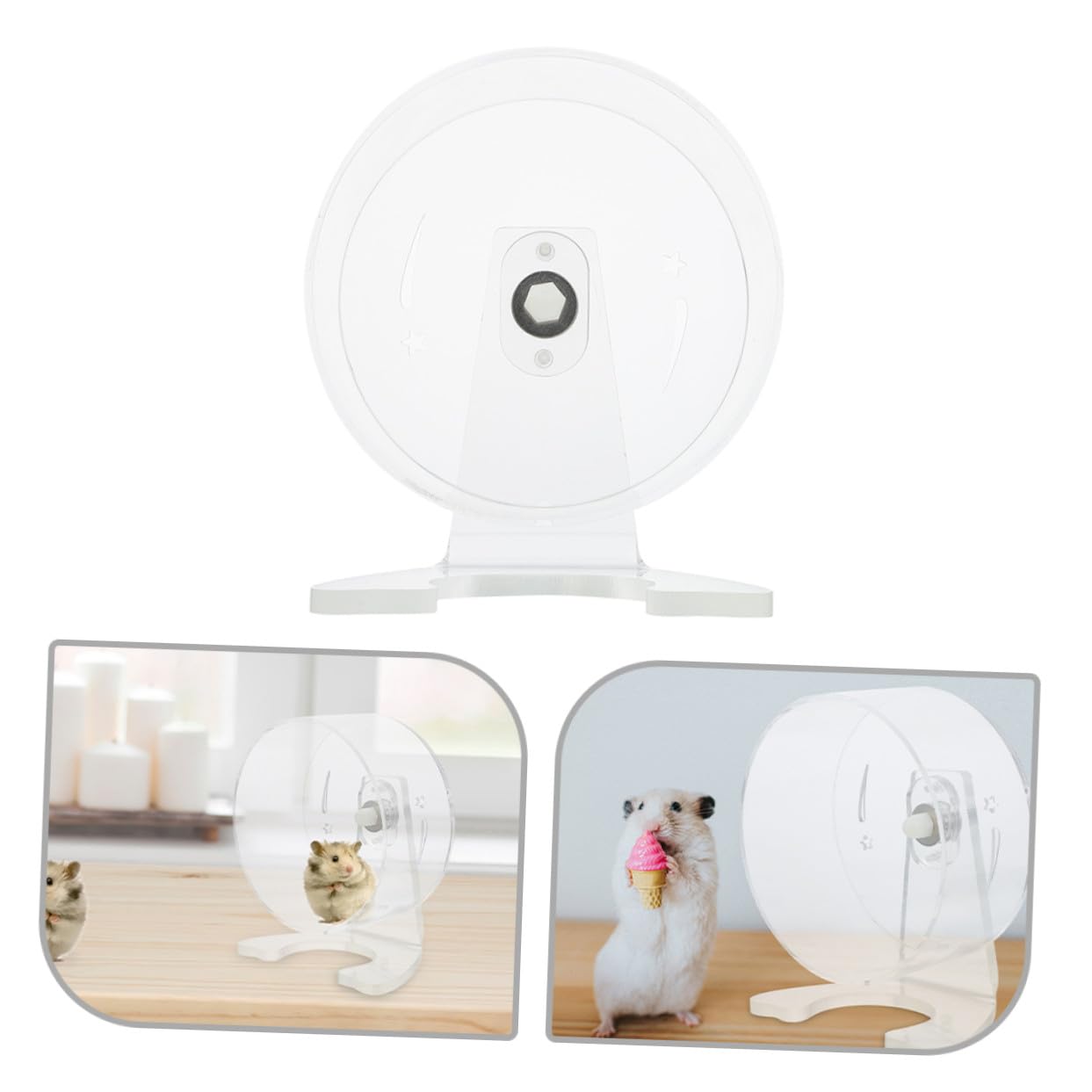 Geräuschloses Laufrad für Hamster und Rennmäuse Transparentes Kunststoffdesign mit Ständer für Kleintiere
