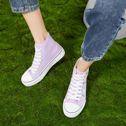 Image of ZGR Womens High Top Canvas Sneakers,Lace-up Casual Tennis Walking Shoes | Breathable canvas upper,memory foam comfort,non-slip outsole,high-top lace-up,for walking,tennis,travel,casual